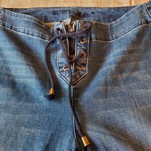 Vintage Watch L.A. Jeans Junior's Size 11 Lace Up Med Wash Blue Denim Stretch